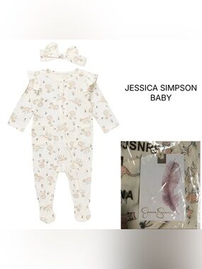 JESSICA SIMPSON BABY - 6/9M - NWT - 2PC CAT SLEEPER AND HEADBAND
